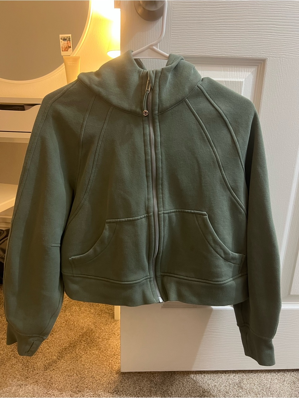 Olive Green Zip-Up Hoodie Jacket